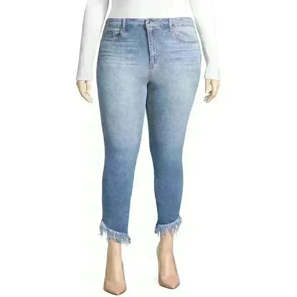 Sofia Vergara Jeans Rosa Cha Cha High Rise Curvy Skinny Ankle Fringe Hem Jeans - Picture 4 of 7